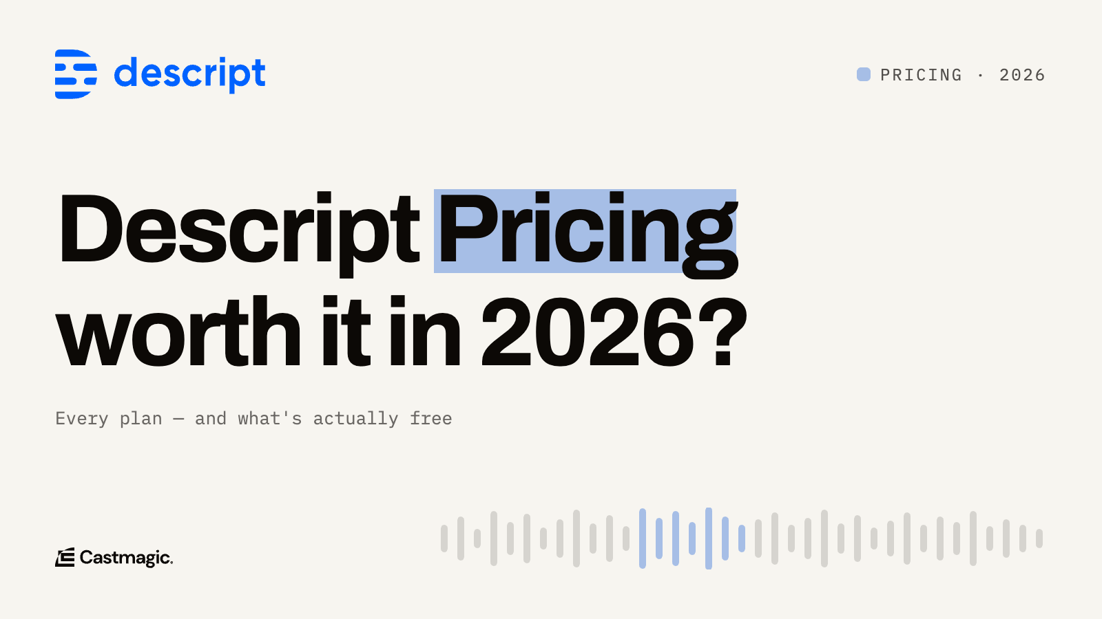 Descript Pricing (2026): Every Plan, What's Actually Free, and Is It Worth It?