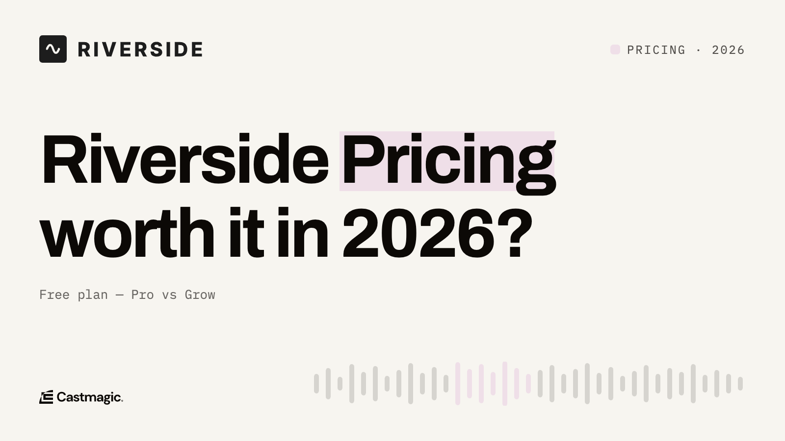 Riverside Pricing (2026): Free Plan, Pro vs Grow, and Is It Worth It?
