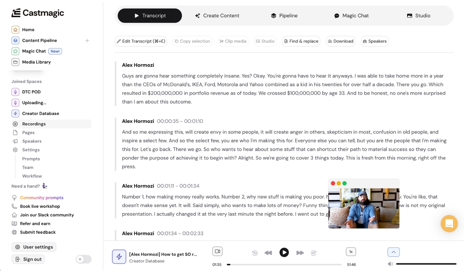 Transcription sur YouTube